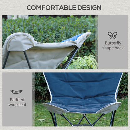 Folding Camping Chair, Oversized Padded Lawn Chair w/ Steel Frame for Outdoor, Beach, Picnic, Hiking, Travel, Blue at Gallery Canada