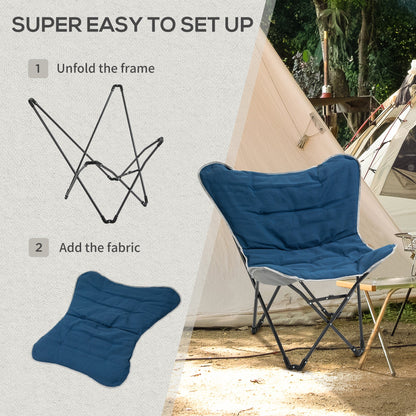 Folding Camping Chair, Oversized Padded Lawn Chair w/ Steel Frame for Outdoor, Beach, Picnic, Hiking, Travel, Blue at Gallery Canada
