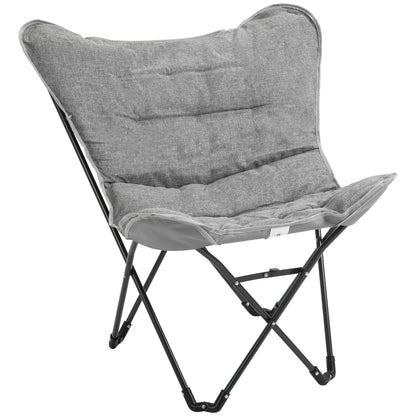 Folding Camping Chair, Oversized Padded Lawn Chair w/ Steel Frame for Outdoor, Beach, Picnic, Hiking, Travel, Light Grey at Gallery Canada