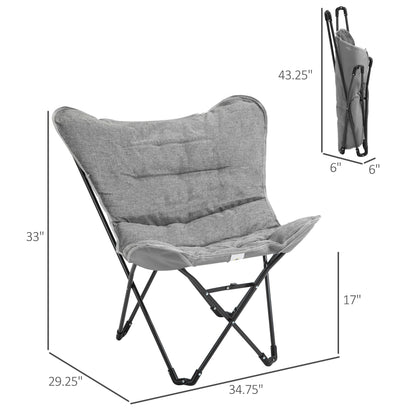 Folding Camping Chair, Oversized Padded Lawn Chair w/ Steel Frame for Outdoor, Beach, Picnic, Hiking, Travel, Light Grey at Gallery Canada
