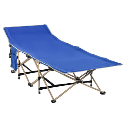 Folding Camping Cot for Adults with Carry Bag, Side Pocket, Outdoor Portable Sleeping Bed for Travel Camp Vocation, Navy Blue at Gallery Canada