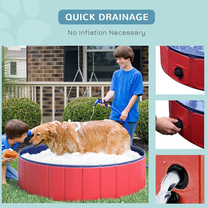 Folding Dog Pool Portable Pet Kiddie Swimming Pool, Outdoor/Indoor Puppy Bath Tub with Nonslip Bottom for Dogs &; Cats, (Φ47", Red) at Gallery Canada