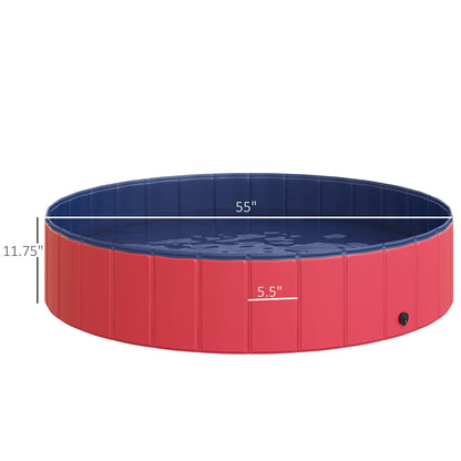 Folding Dog Pool Portable Pet Kiddie Swimming Pool, Outdoor/Indoor Puppy Bath Tub with Nonslip Bottom for Dogs &; Cats, (Φ55", Red) at Gallery Canada