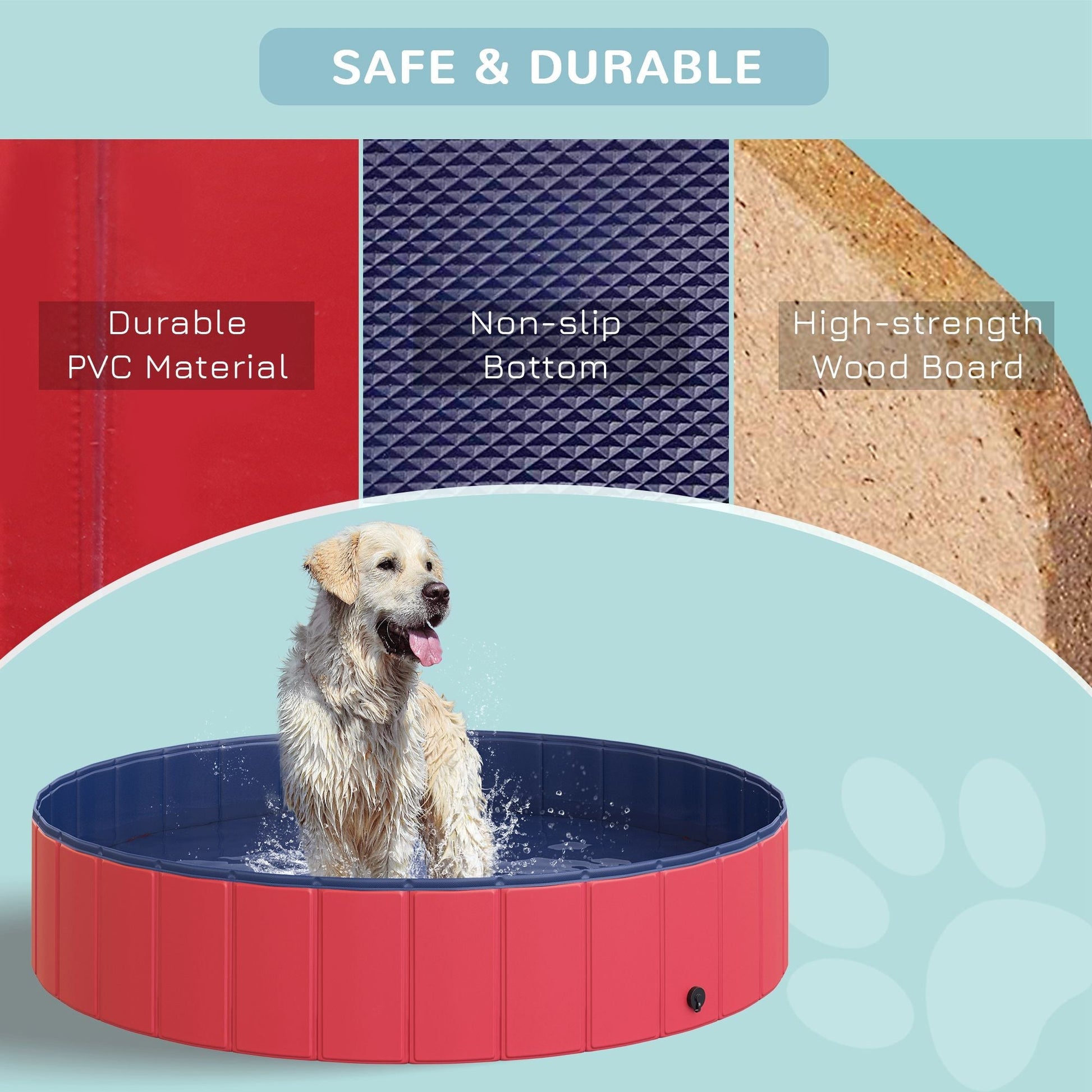 Folding Dog Pool Portable Pet Kiddie Swimming Pool, Outdoor/Indoor Puppy Bath Tub with Nonslip Bottom for Dogs &; Cats, (Φ55", Red) at Gallery Canada