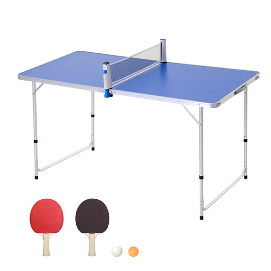 Folding Tennis Table Portable Picnic Multifunctional Table Height Adjustable Aluminum Alloy Indoor and Outdoor w/ Net, 2 Table Tennis Paddles and Ping Pong Balls - Gallery Canada