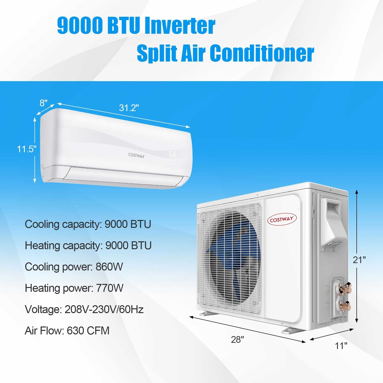 9000 BTU 17 SEER2 208-230V Ductless Mini Split Air Conditioner and Heater - Gallery Canada