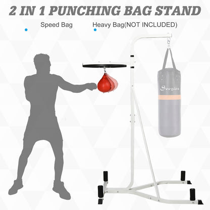 Free Standing Boxing Bag Stand, Speed Bag Station, Heavy Bag Set, Punching Ball, Boxing Rack Heavy Duty Equipment for Training at Home, White at Gallery Canada