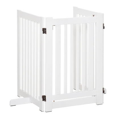 Free Standing Wood Pet Gate Indoor Dog Barrier 3 Panel Folding Z Shape Doorway at Gallery Canada