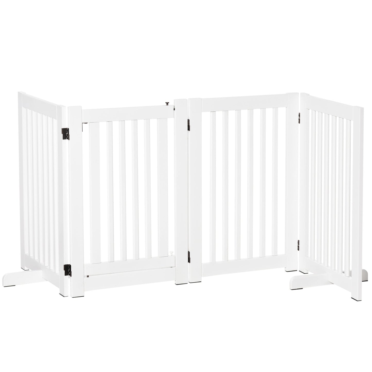 Free Standing Wooden Pet Gate Indoor Dog Barrier Foldable Step Over Doorway Fence Safety Gate with Open Door Z Shape 4 Panel at Gallery Canada