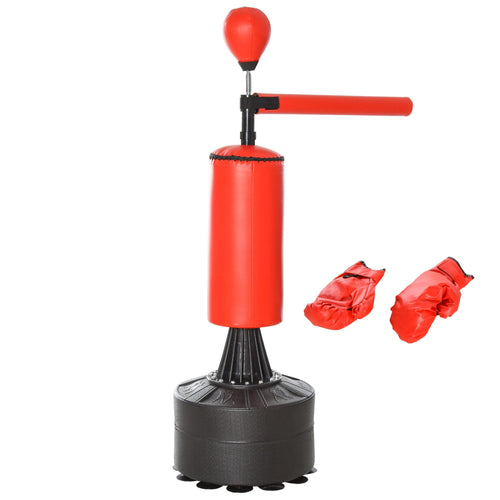 Freestanding Boxing Punch Bag Stand with Rotating Flexible Arm, Speed Ball, Waterable &; Sandable Base
