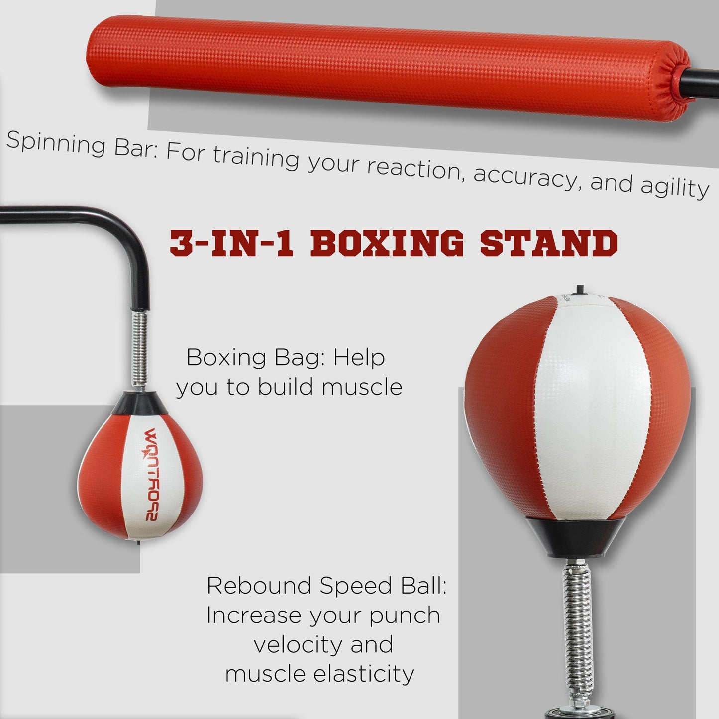 Freestanding Boxing Punching Bag, Height Adjustable, with Reflex Bar, Speed Balls and Suction Cup Base, Multi at Gallery Canada