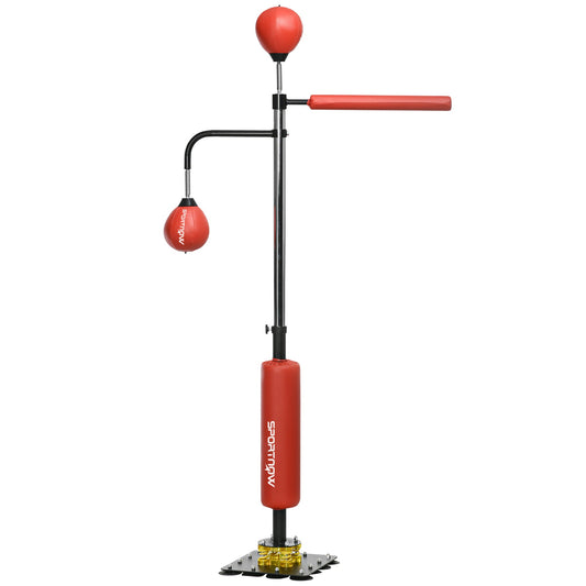 Freestanding Boxing Punching Bag, Height Adjustable, with Reflex Bar, Speed Balls and Suction Cup Base, Red - Gallery Canada