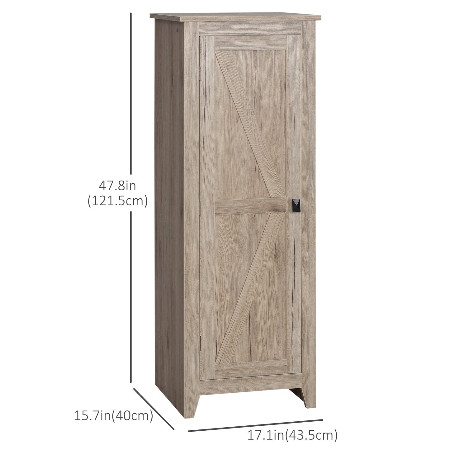 Freestanding Kitchen Pantry, Storage Cabinet with Barn Style Door and Adjustable Shelves, 47.8", Natural at Gallery Canada