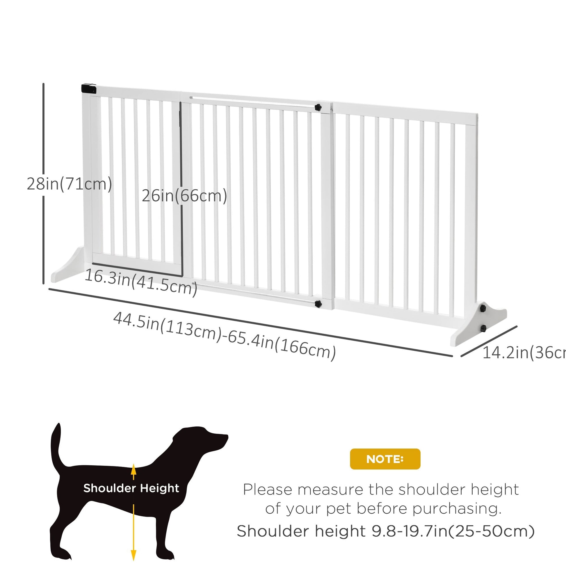 Freestanding Length Adjustable Wooden Pet Gate with Lockable Door 3 Panels, White at Gallery Canada