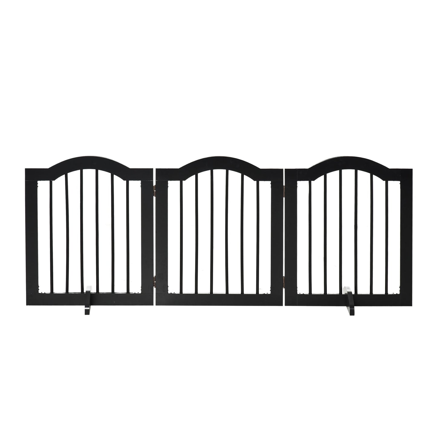 Freestanding Pet Gate for Dogs 24" Tall Foldable Dog Gates Indoor Wooden Barrier 3 Panels with 2 Support Feet, for Doorway Stairs, Black at Gallery Canada