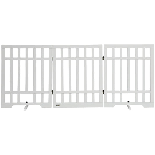 Freestanding Pet Gate with 2PCS Support Feet, 3 Panels Folding Dog Gates for the House Doorway Stairs, Expands up to 71.3" Wide, 29.9" Tall, White at Gallery Canada