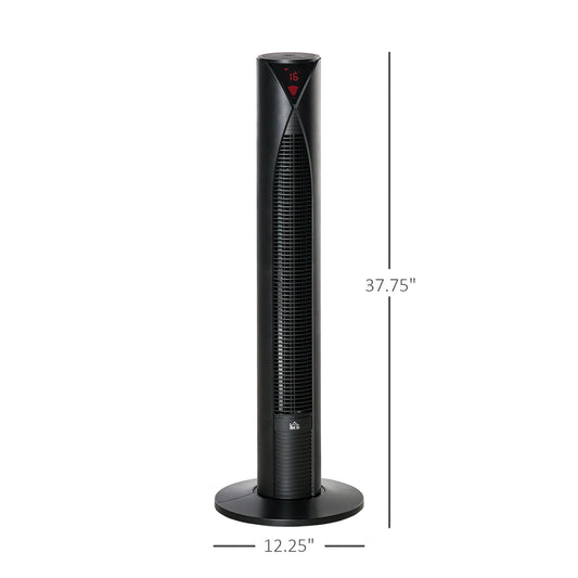 Freestanding Tower Fan Cooling for Home Bedroom with 3 Speed, 12h Timer, Oscillating, LED Sensor Panel, Remote Controller, Black at Gallery Canada