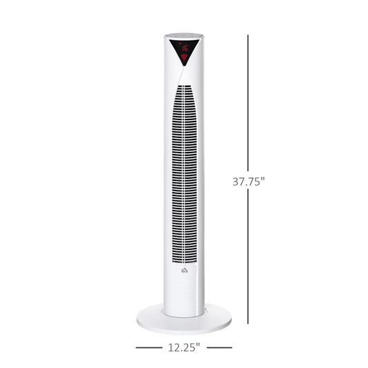 Freestanding Tower Fan Cooling for Home Bedroom with 3 Speed, 12h Timer, Oscillating, LED Sensor Panel, Remote Controller, White at Gallery Canada