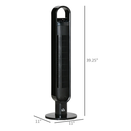 Freestanding Tower Fan Cooling for Home Bedroom with Oscillating, 3 Speed, 12h Timer, LED Sensor Panel, Remote Controller, Black at Gallery Canada