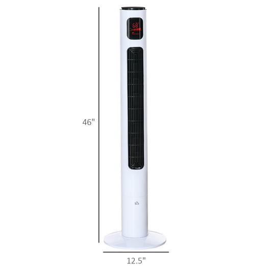 Freestanding Tower Fan Cooling for Home Bedroom with Oscillating, 3 Speed, 12h Timer, LED Sensor Panel, Remote Controller, White - Gallery Canada