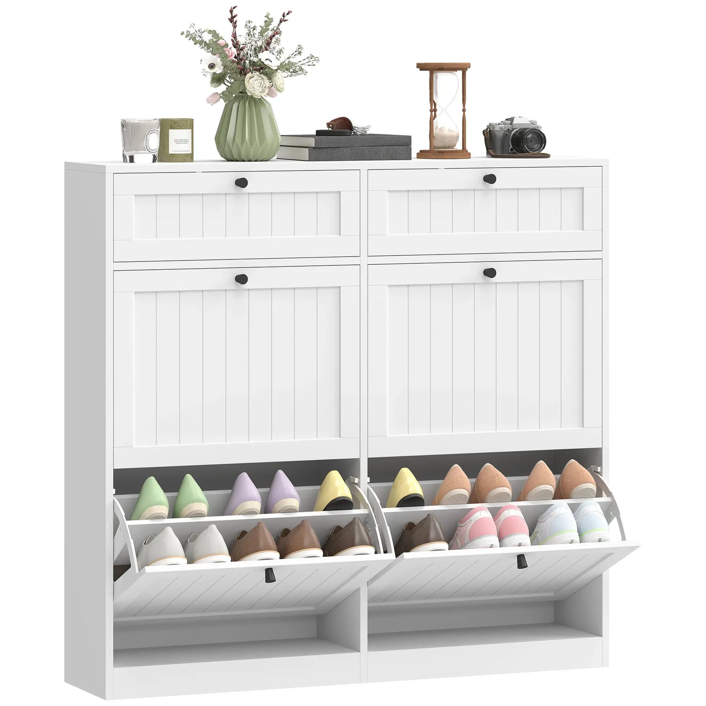 Shoe Cabinet With 2 Flip Drawers, Farmhouse Narrow Storage, White Shoe Storage Cabinets & Racks at Gallery Canada