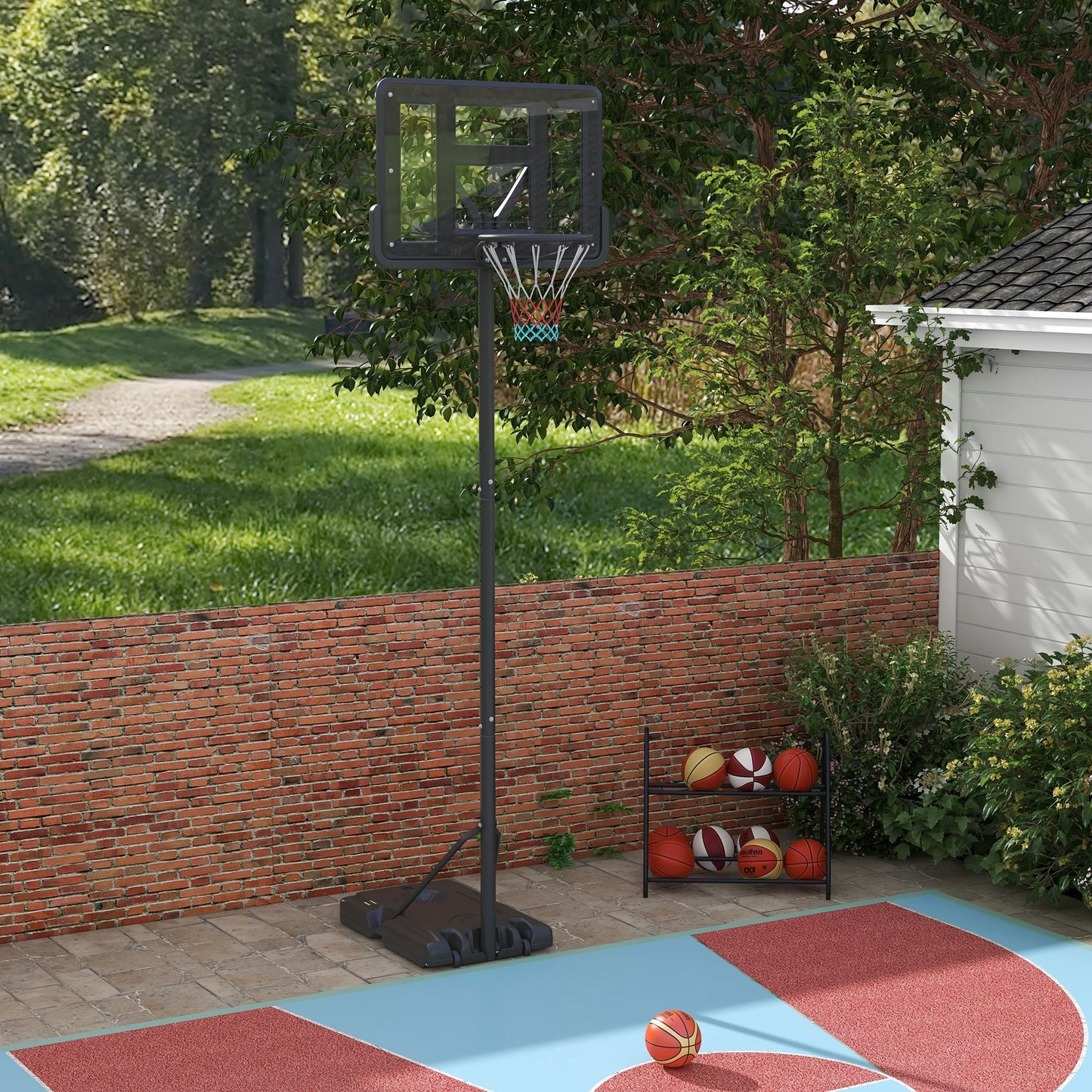 7.5-10FT Portable Basketball Hoop, Dual-use for Swimming Pool or Backyard, Basketball Goal with 43.25" Backboard, Wheels and Fillable Base, for Youth Adults at Gallery Canada