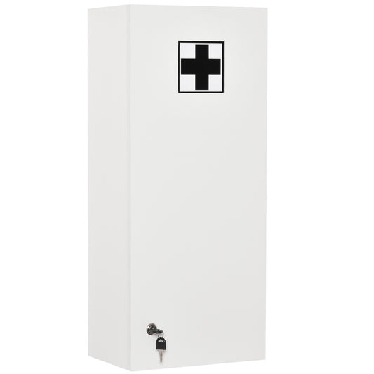 Wall Mount Medicine Cabinet, 5-tier Lockable Bathroom Cabinet with 2 Keys and Adjustable Shelves, White at Gallery Canada