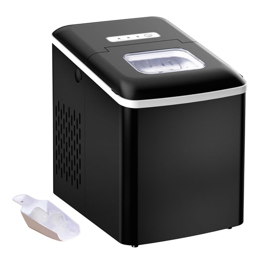 Portable Ice Maker Countertop, Compact Bullet Ice Cube Machine, 27lbs/24H Production, Automatic Cleaning, Visible Window Scoop and Basket for Kitchen, Office, Bar, Black - Gallery Canada