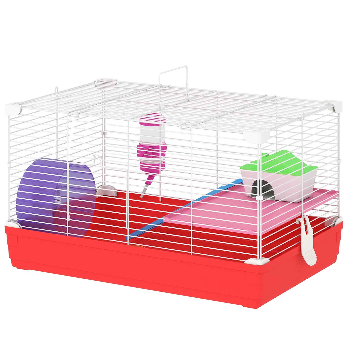 18.5'' Hamster Cage, Exercise Wheel, Water Bottle, 2 Storey, Red Hamster Cages at Gallery Canada