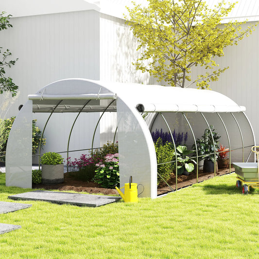 Large Walk-in Greenhouse, 20'x10'x6.6', Zippered Door, 12 Roll-up Windows, White Tunnel Greenhouses White at Gallery Canada