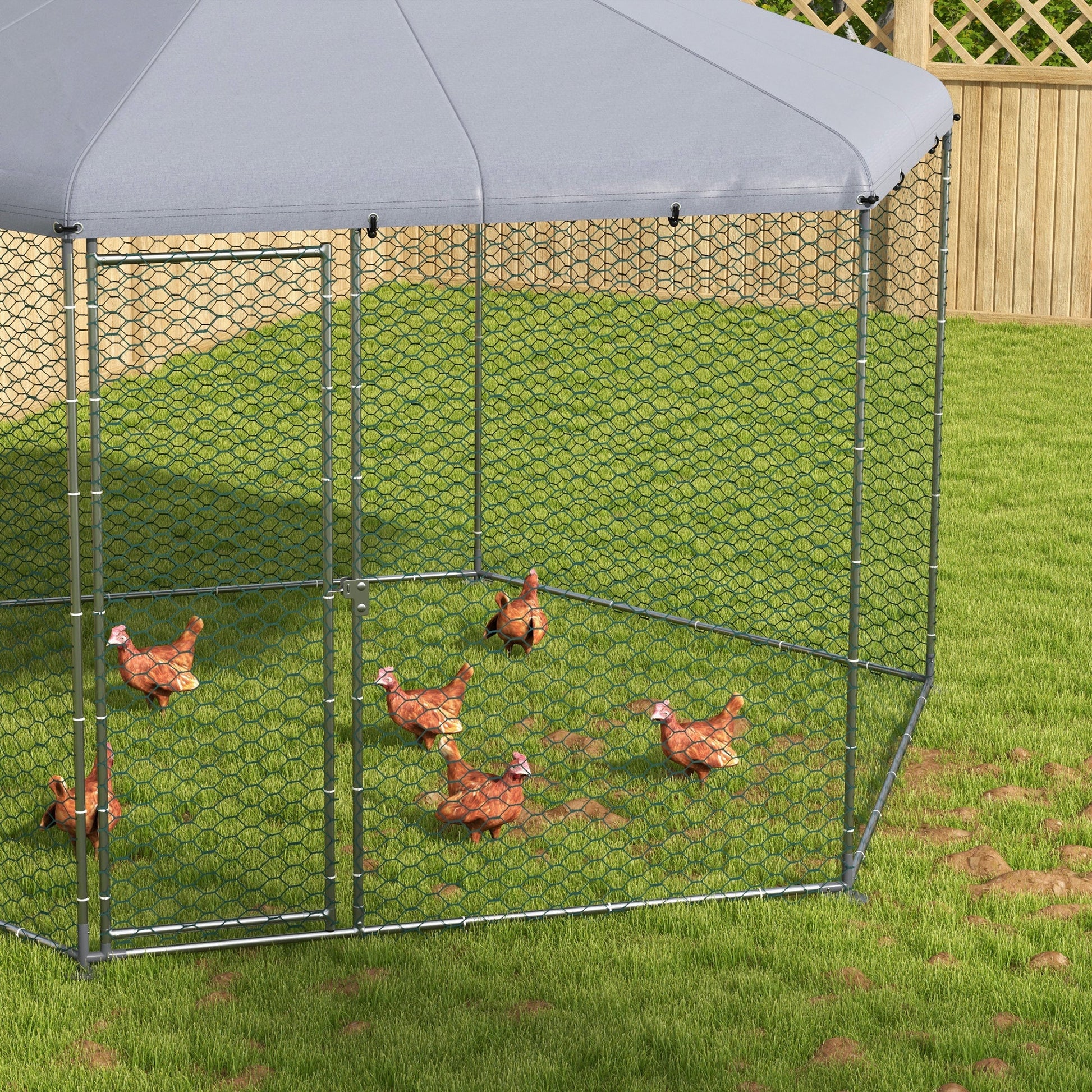 Chicken Coop with Cover for Outdoor Backyard, Chicken Run for 10-15 Chickens, Rabbits, Ducks, 13.1' x 11.4' at Gallery Canada