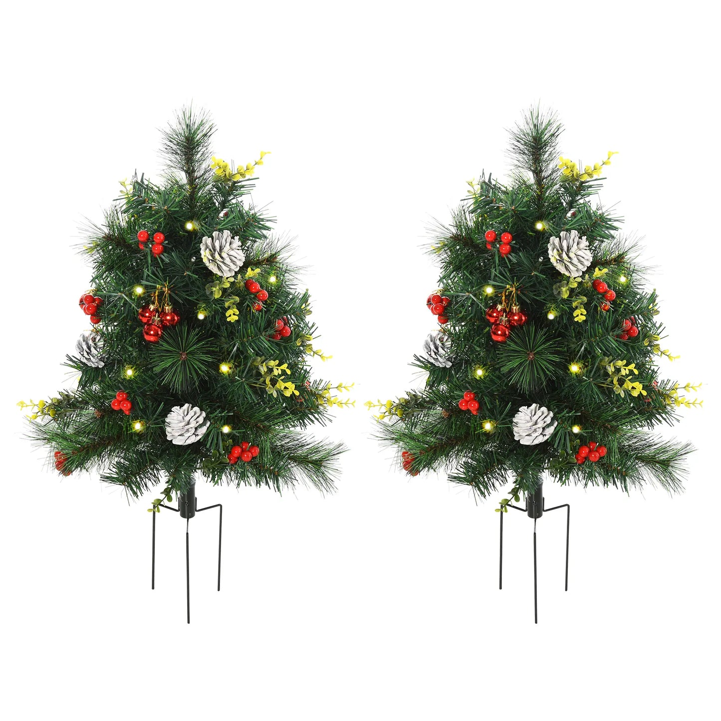 2.5ft Prelit LED Mini Christmas Tree, Pine Needles Pinecones Decor, Berry Pre Lit Christmas Trees at Gallery Canada