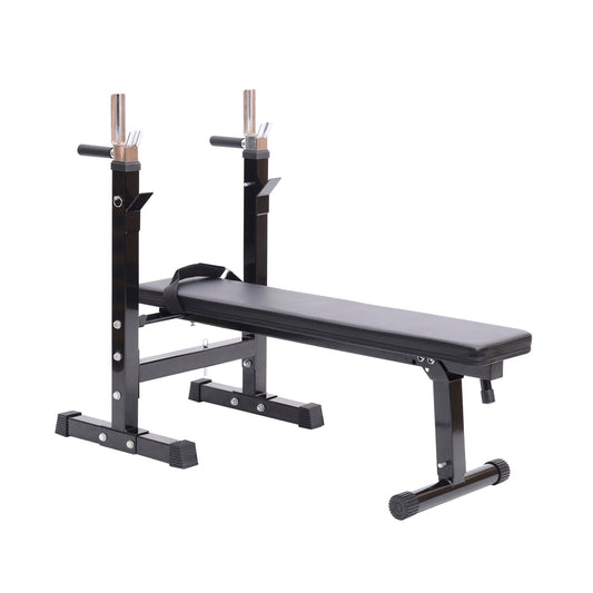 Adjustable Weight Bench With Barbell Rack, Folding Strength Training Lifting Home Gym, Leather Padded Workout Stand - Gallery Canada