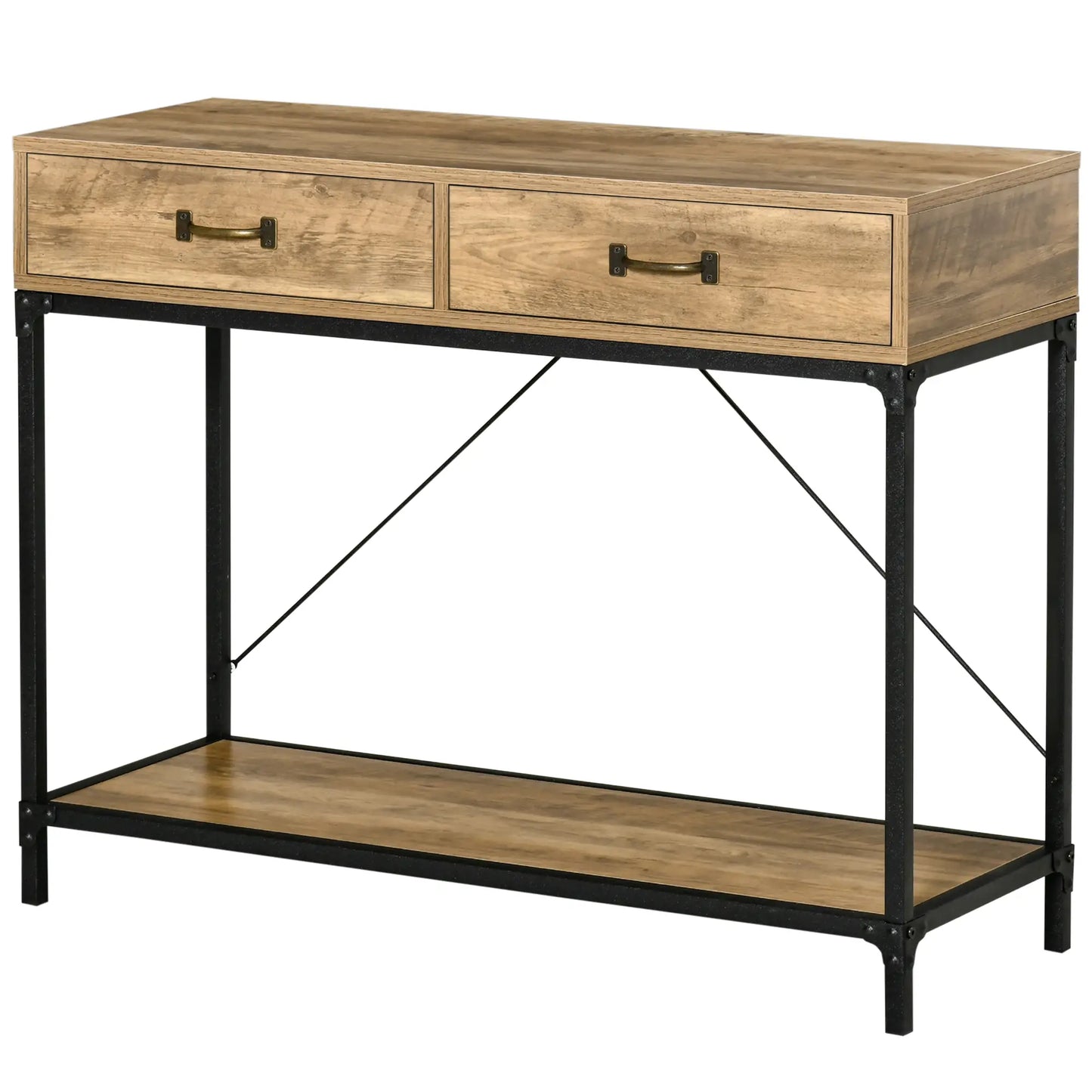 39" Vintage Console Table, Narrow Entryway with Drawers, Brown Console Tables at Gallery Canada