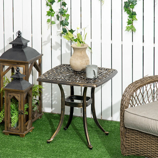 Aluminum Outdoor Side Table, 21" Square, Umbrella Hole, Bronze Patio Side Tables Bronze at Gallery Canada