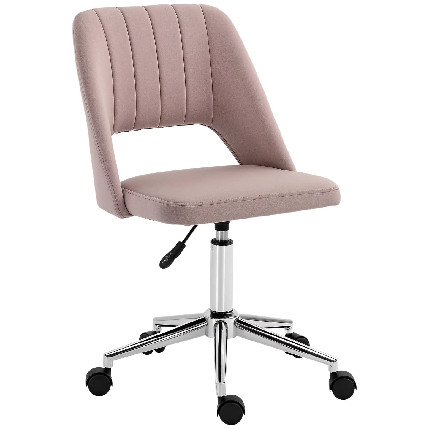 Mid Back Office Chair, Velvet Fabric, Swivel, Scallop Shape, Pink Office Chairs at Gallery Canada