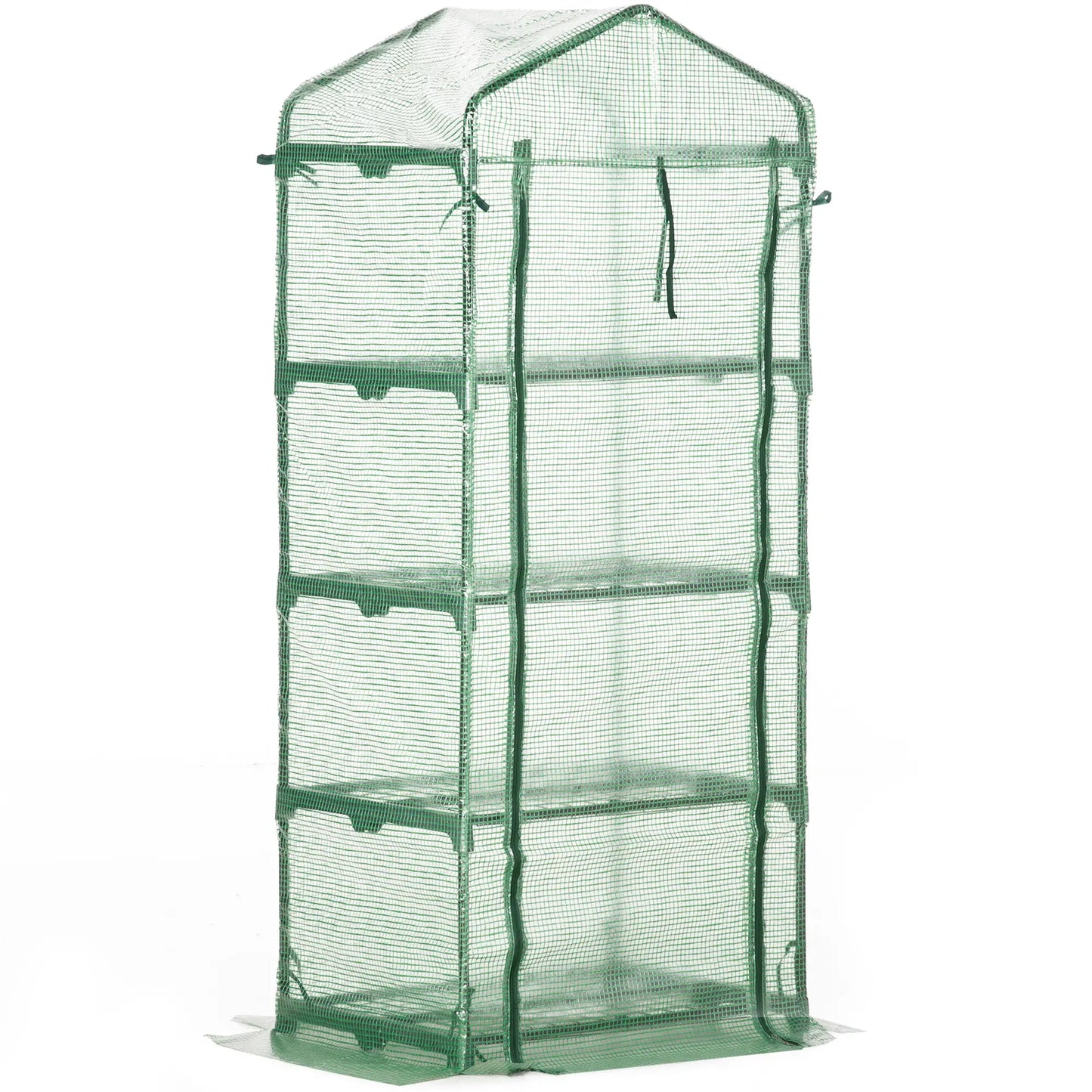 Portable Greenhouse, 4 Tier Shelves, Steel Frame, PE Cover, Dark Green Portable Greenhouses at Gallery Canada