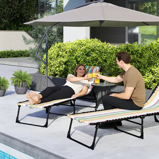 Outdoor Folding Lounge Chair, 4-Level Adjustable, Tanning Chair, Multicoloured Lounger Chairs Multi Colour at Gallery Canada