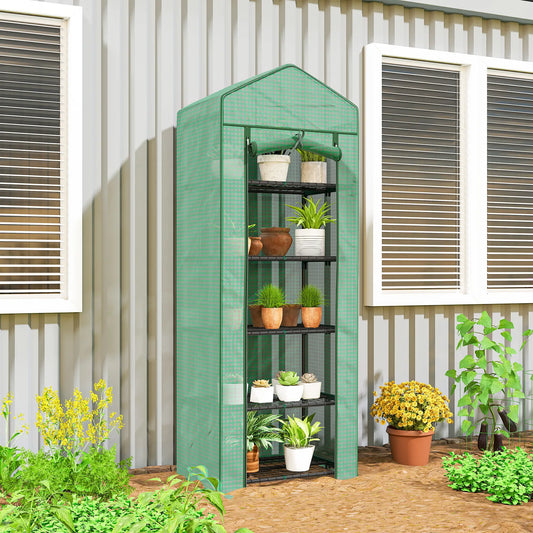 5 Tier Mini Greenhouse, Portable, Transparent, 27.25" x 19.25" x 76", Green Greenhouses Green at Gallery Canada