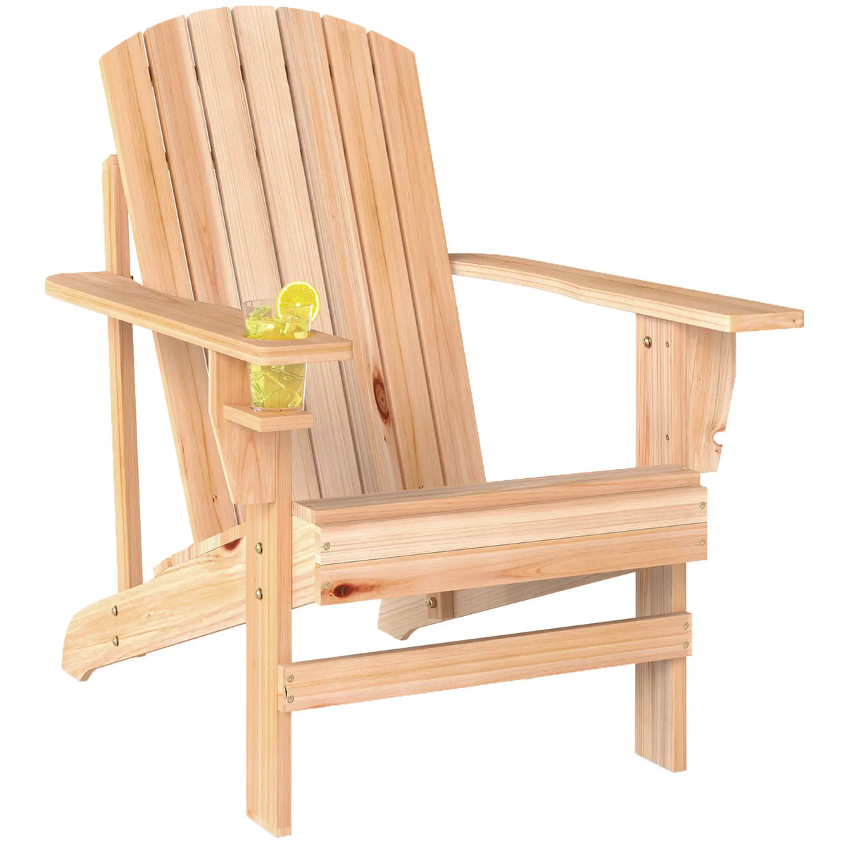 Classic Adirondack Chair with Cup Holder, Natural Patio Chairs at Gallery Canada