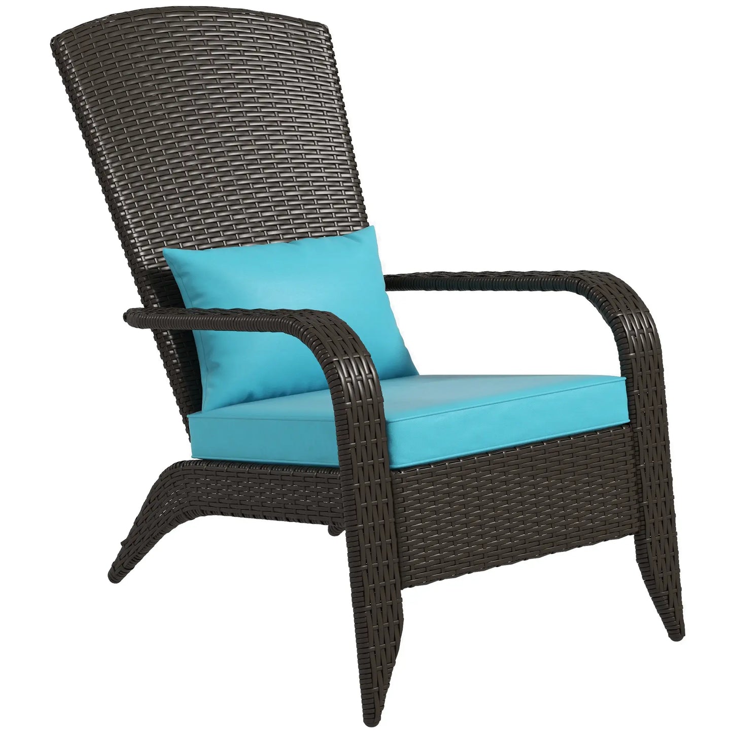 Wicker Adirondack Chair, Outdoor Rattan Chair with Cushions, Turquoise Patio Chairs at Gallery Canada