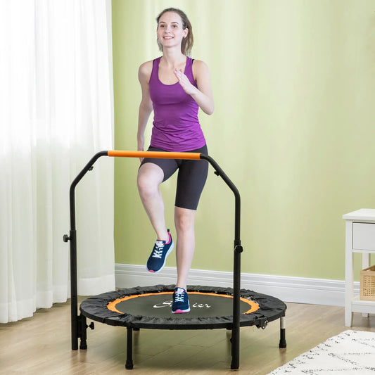 40" Foldable Mini Trampoline, Adjustable Foam Handle, Orange Trampolines Orange at Gallery Canada