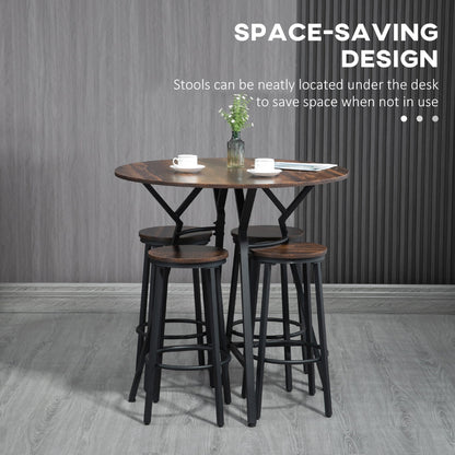 5-Piece Bar Table and Chairs Set, Space Saving Dining Table with 4 Stools for Pub &; Kitchen at Gallery Canada