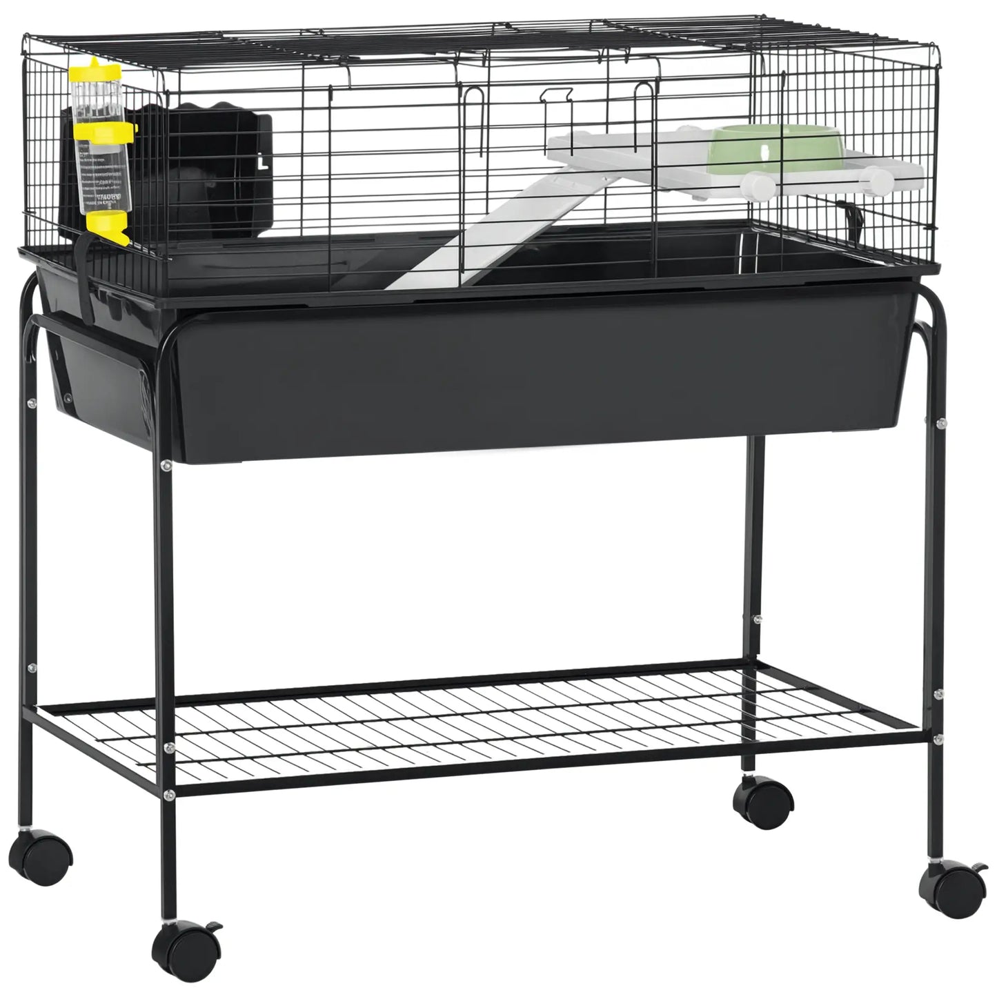 35" Small Animal Cage, Detachable Stand, Water Dispenser, Dark Grey Houses & Habitats at Gallery Canada