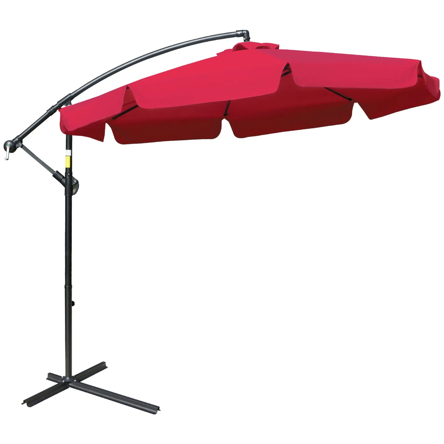 9FT Offset Hanging Patio Umbrella, Easy Tilt, Cross Base, 8 Ribs, Red Cantilever Umbrellas at Gallery Canada