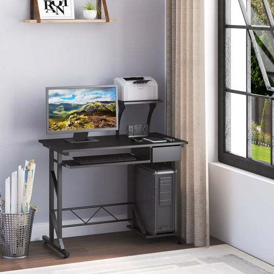 Computer Desk With Keyboard Tray, Drawer, 35.4"Lx19.7"Wx39.4"H, Black Computer Desks Black at Gallery Canada