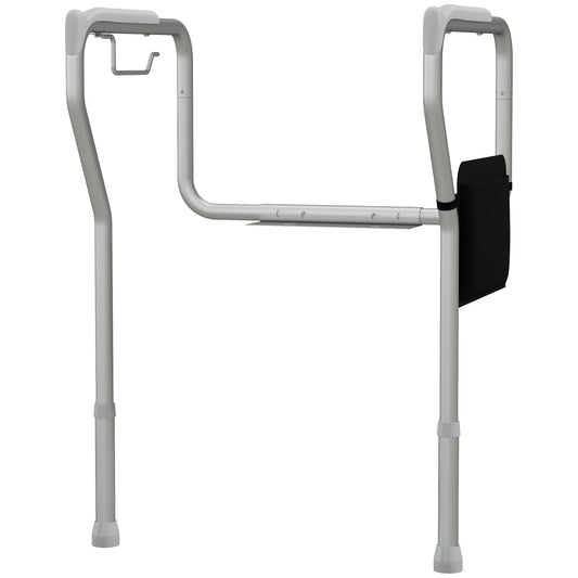 Toilet Safety Rail for Elderly, 300lbs Toilet Safety Frame with Adjustable Height and Width, Storage Pocket, Padded Arms, Assist Grab Bar for Seniors, Easy Installation - Gallery Canada