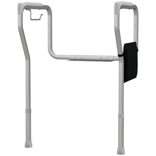 Toilet Safety Rail for Elderly, 300lbs Toilet Safety Frame with Adjustable Height and Width, Storage Pocket, Padded Arms, Assist Grab Bar for Seniors, Easy Installation