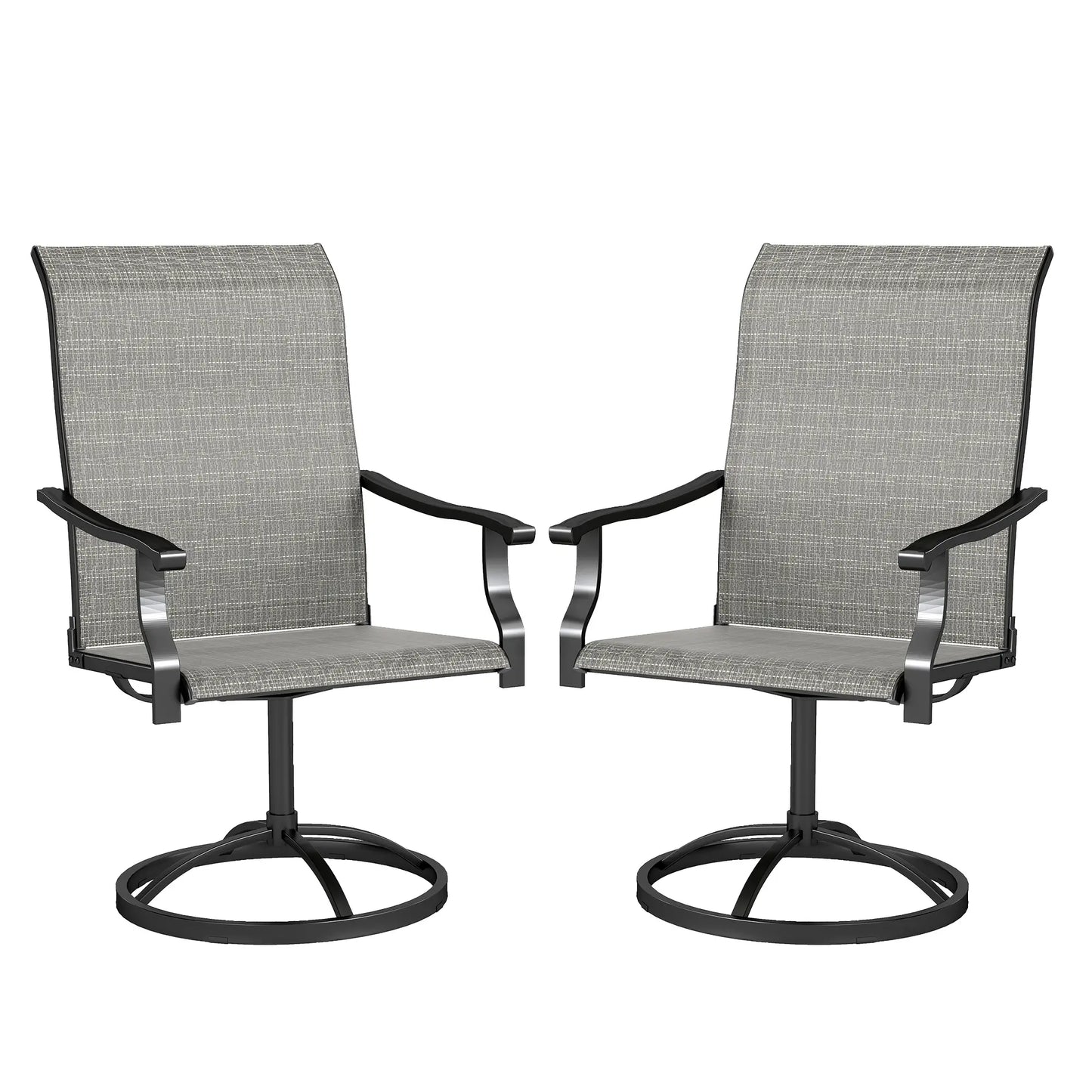 Outdoor Swivel Dining Chairs Set of 2, High Back, All Weather Mesh, Grey Patio Chairs at Gallery Canada