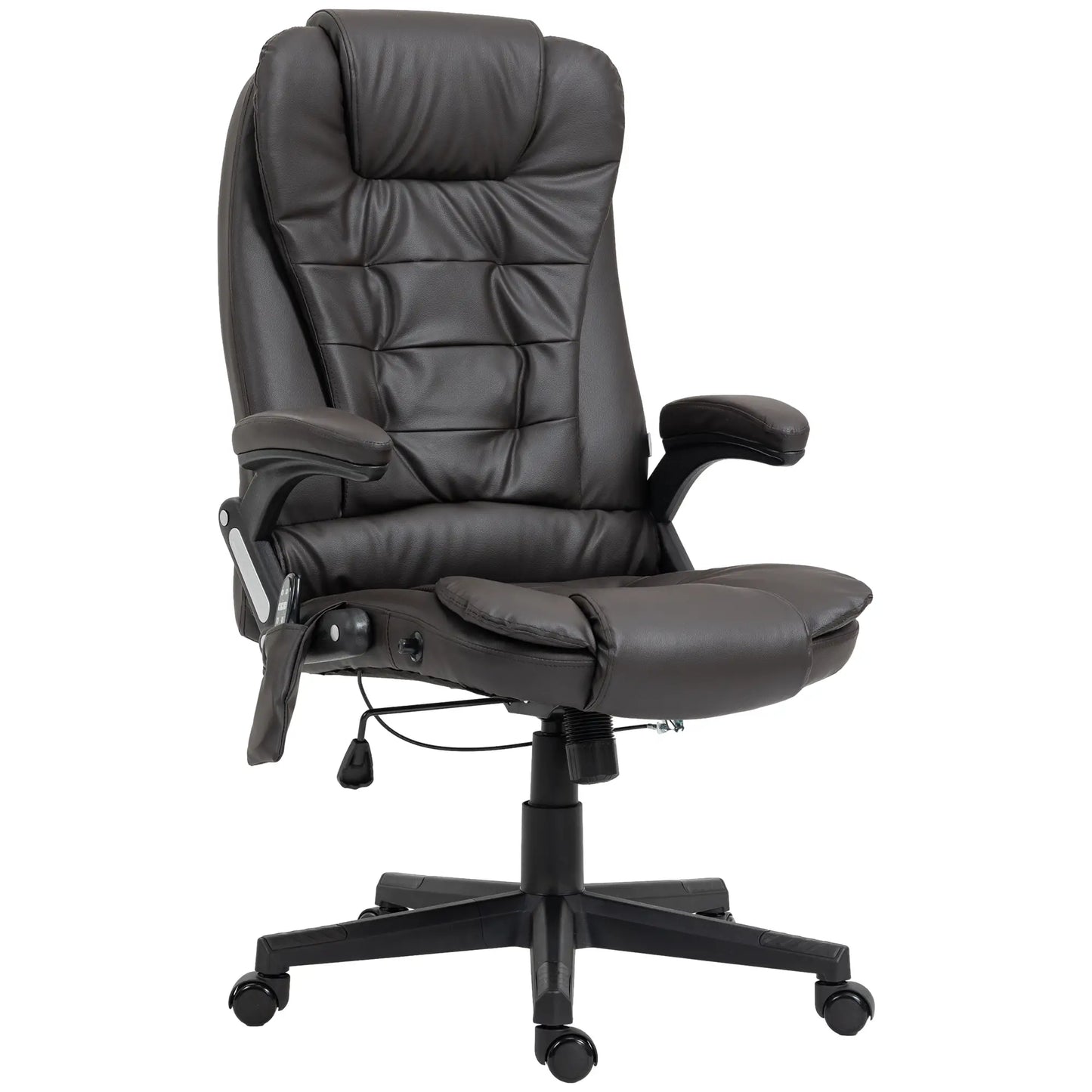 Heated Ergonomic Massage Swivel Office Chair, High Back Faux Leather, Brown Massage Chairs at Gallery Canada